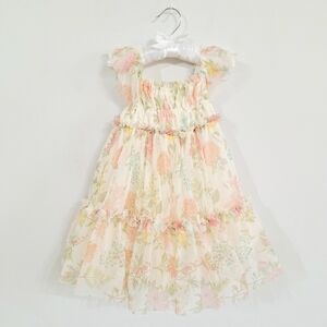 Rachel Zoe Multi Tier Floral Ruched Dress - Girls 5t